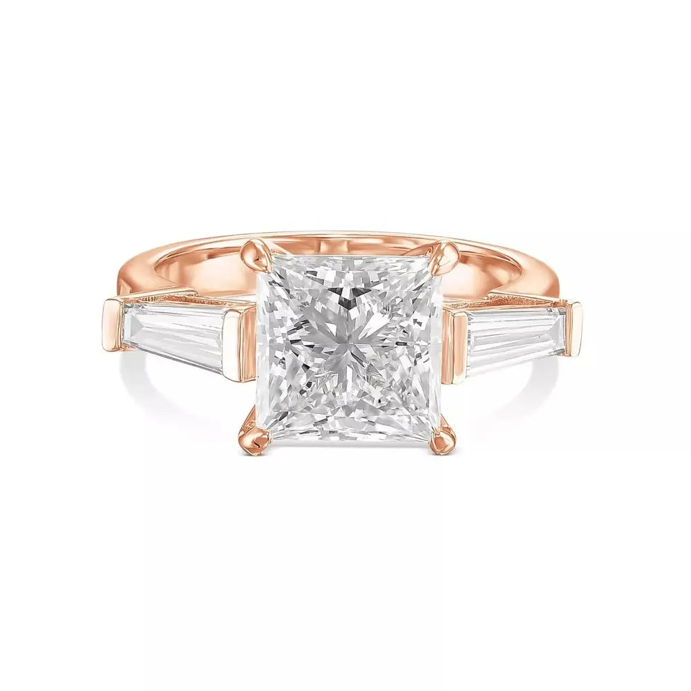 3.30 Carat Emerald Cut Lab Grown Diamond Engagement Ring in 14K White Gold, Certified - Future Jewelry
