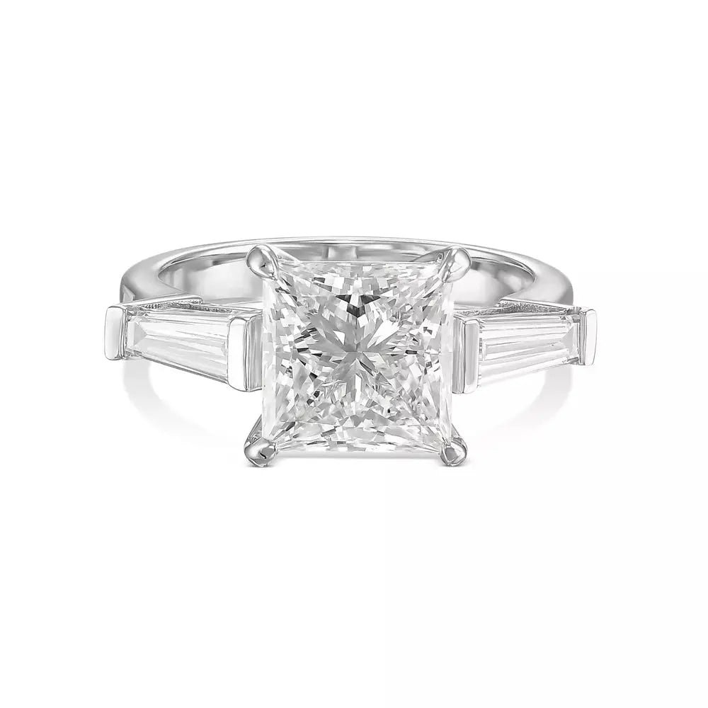 3.30 Carat Emerald Cut Lab Grown Diamond Engagement Ring in 14K White Gold, Certified - Future Jewelry