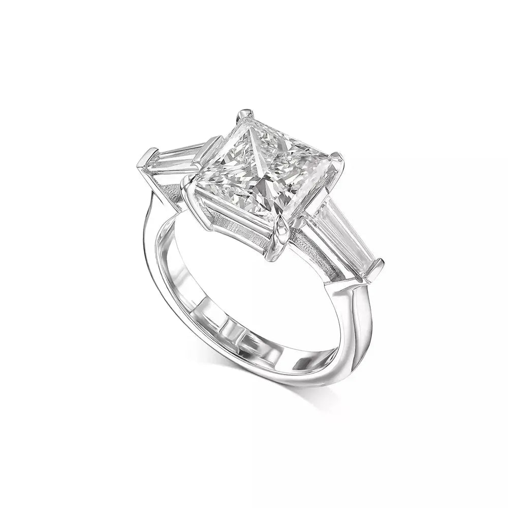 3.30 Carat Emerald Cut Lab Grown Diamond Engagement Ring in 14K White Gold, Certified - Future Jewelry