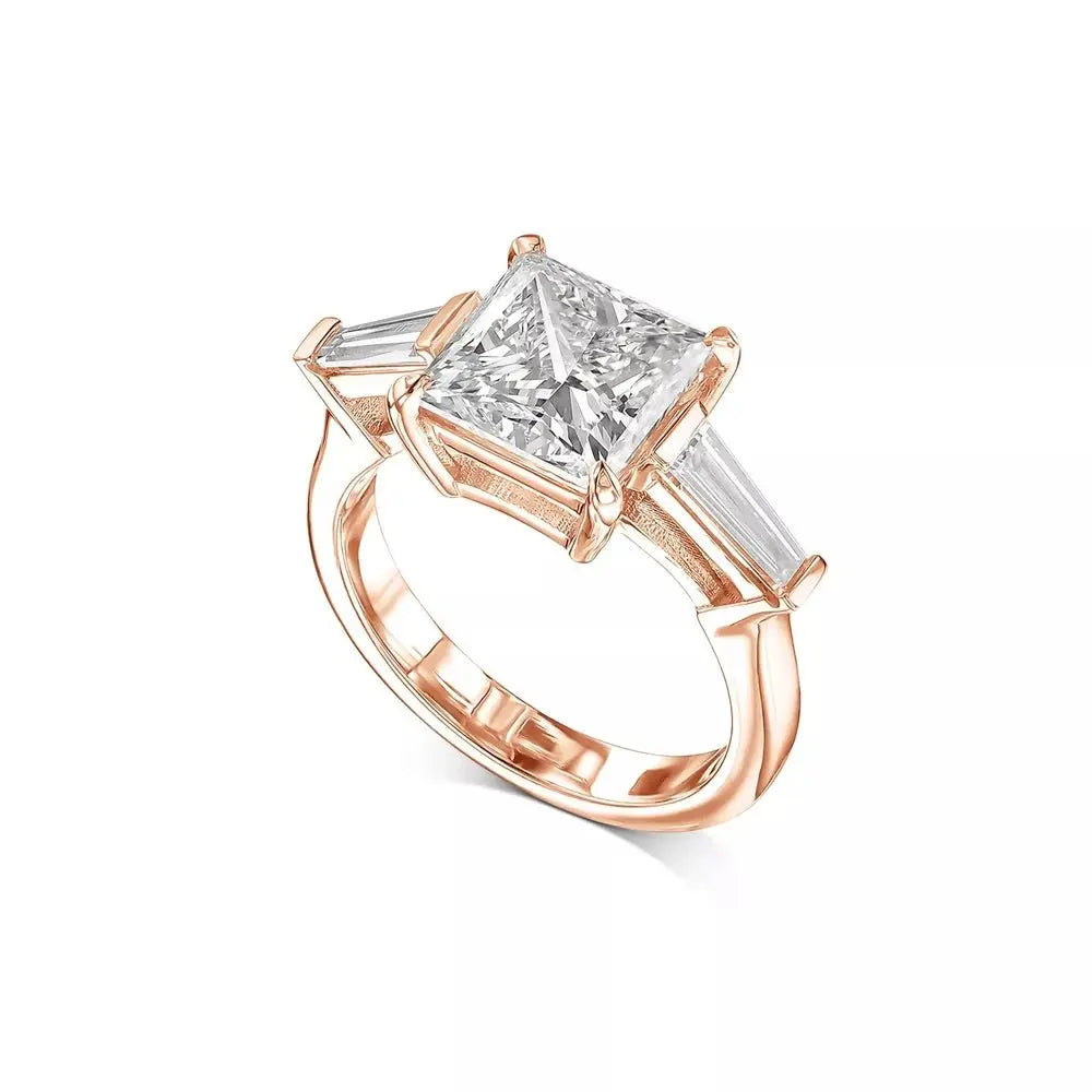 3.30 Carat Emerald Cut Lab Grown Diamond Engagement Ring in 14K White Gold, Certified - Future Jewelry