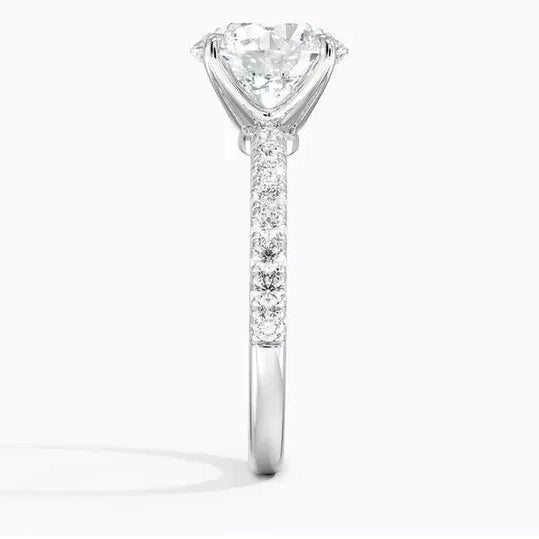 3.30 carat total weight IGI certified lab grown diamond solitaire ring with accent band. A statement bridal piece for modern, luxury - minded couples. - Future Jewelry