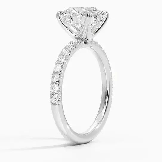 3.30 Carat Lab Grown Diamond Solitaire Engagement Ring with Accent Band in 14K White Gold, IGI Certified - Future Jewelry
