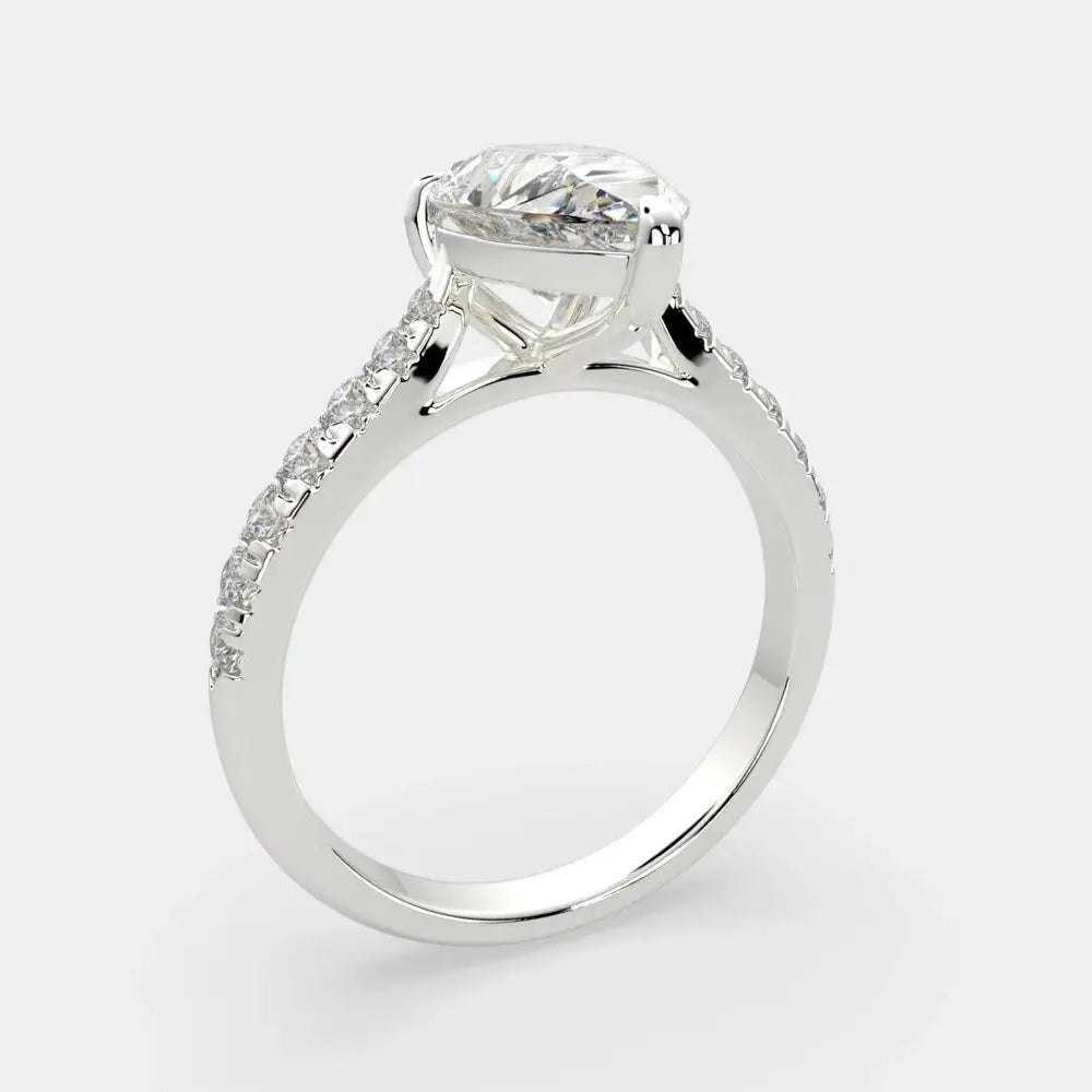 3.70 Carat Pear Cut Diamond Ring VS1 F 14K White Gold - Future Jewelry
