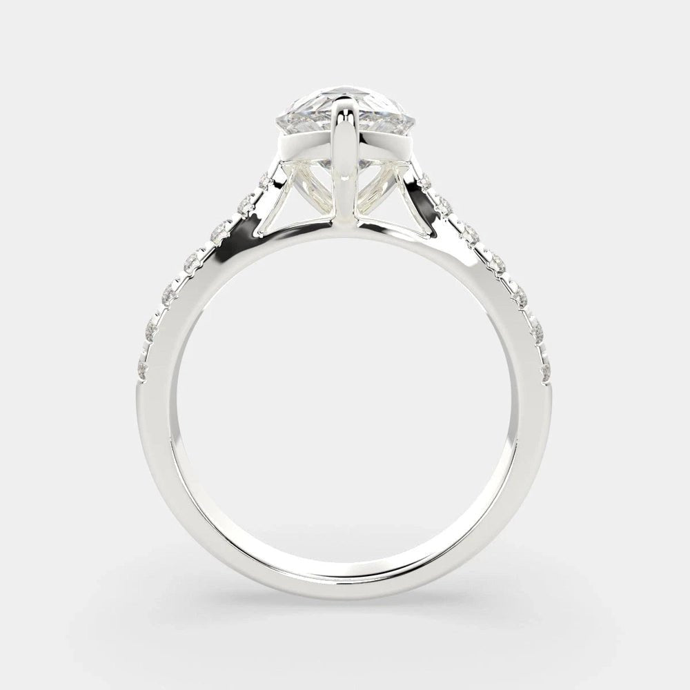 3.70 Carat Pear Cut Diamond Ring VS1 F 14K White Gold - Future Jewelry