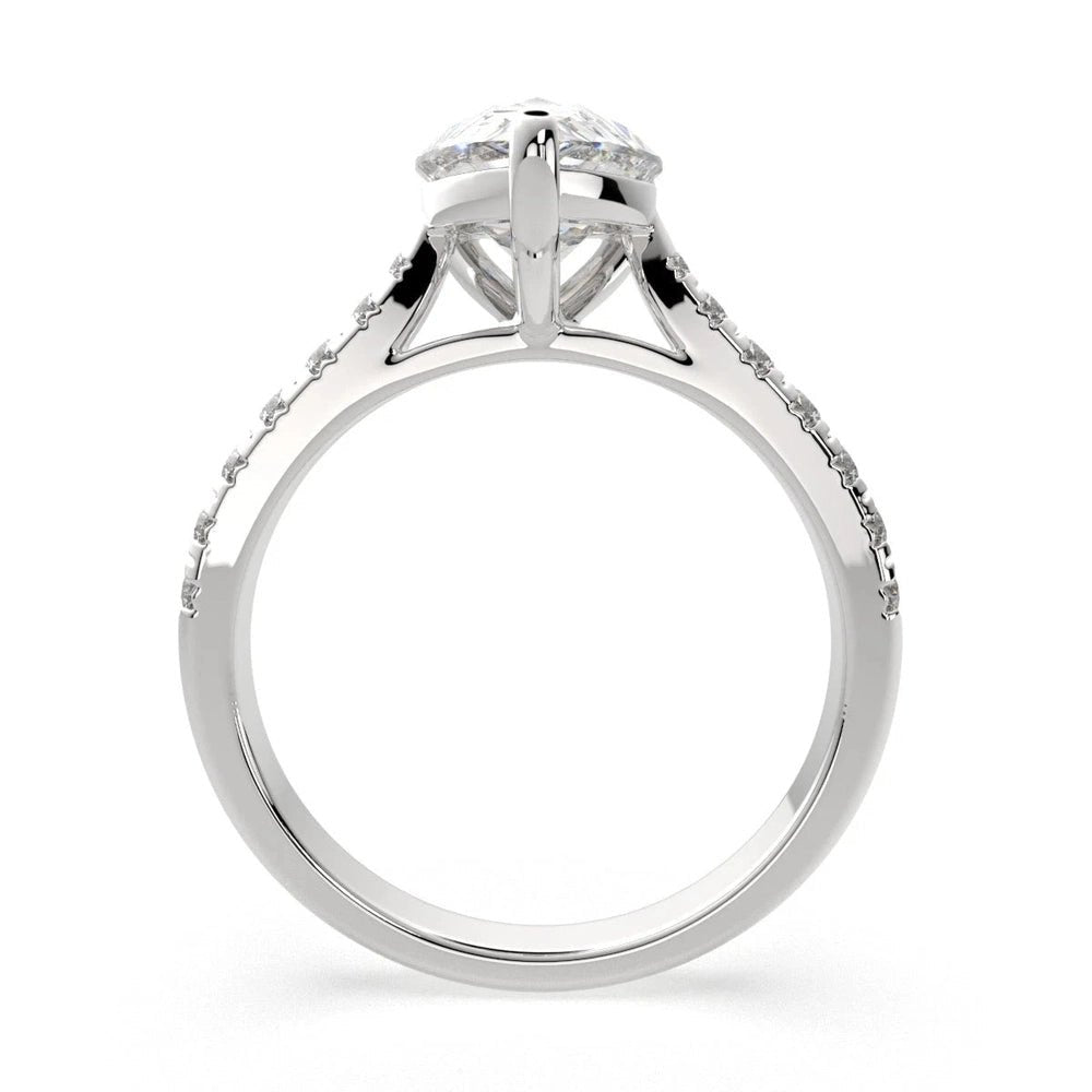 3.70 Carat Pear Cut Diamond Ring VS1 F 14K White Gold - Future Jewelry