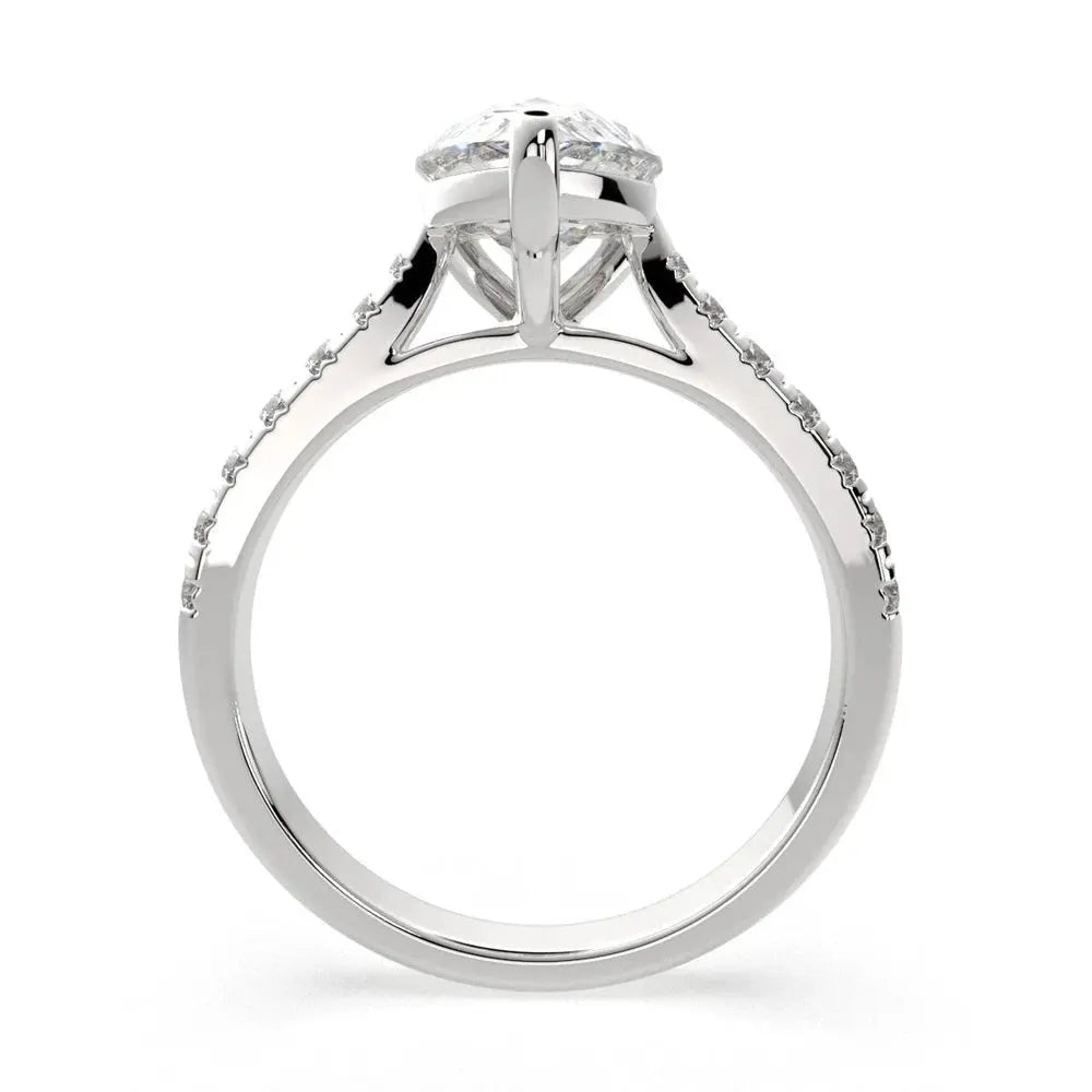 3.70 Carat Pear Cut Diamond Ring VS1 F 14K White Gold - Future Jewelry