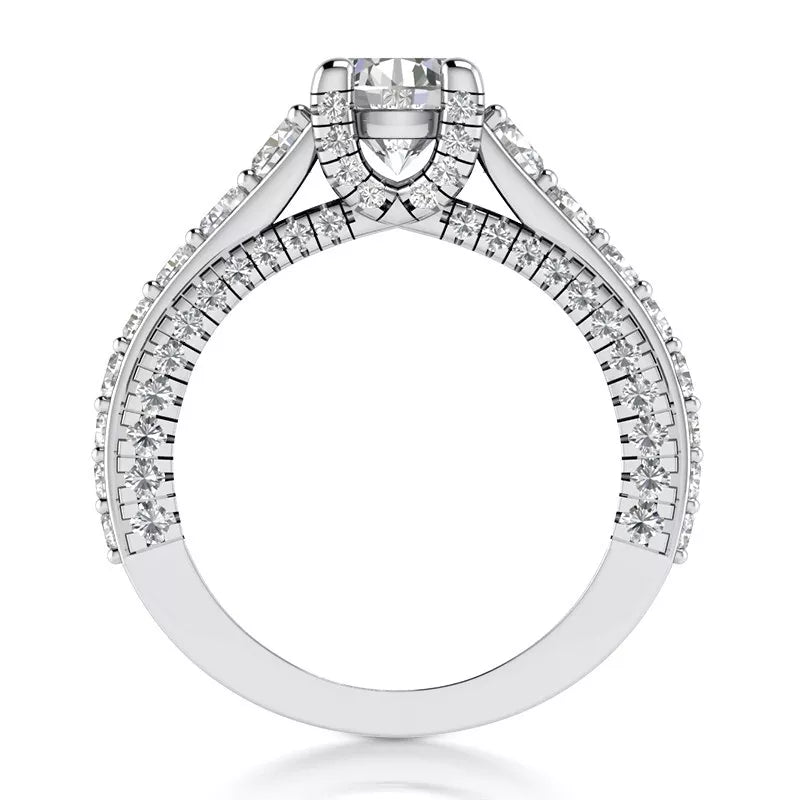 3.75 Carat Round - Cut Halo Solar Diamond Engagement Ring – Certified, 14K White Gold - Future Jewelry