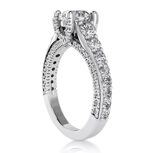 3.75 Carat Round - Cut Halo Solar Diamond Engagement Ring – Certified, 14K White Gold - Future Jewelry