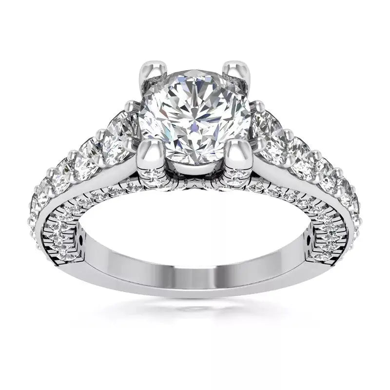 3.75 Carat Round Cut Lab Grown Diamond Halo Engagement Ring in 14K White Gold, Certified - Future Jewelry