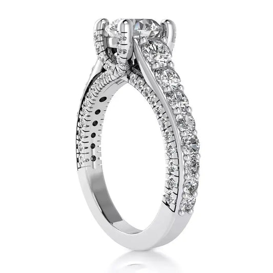 3.75 Carat Round Cut Lab Grown Diamond Halo Engagement Ring in 14K White Gold, Certified - Future Jewelry