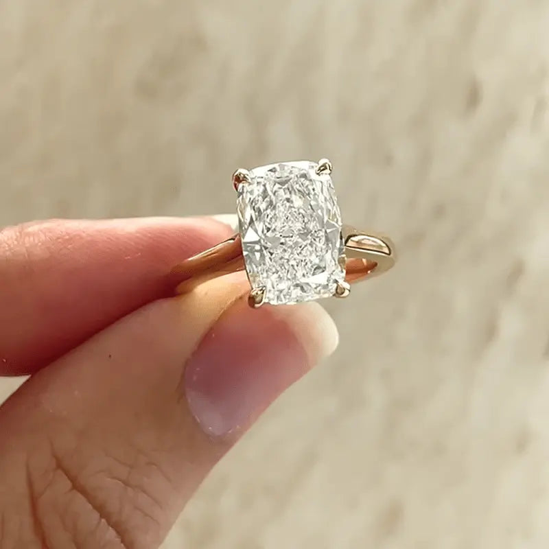 3.80 Carat Cushion Lab Grown Diamond Ring E VVS2 14K or 18K - Future Jewelry