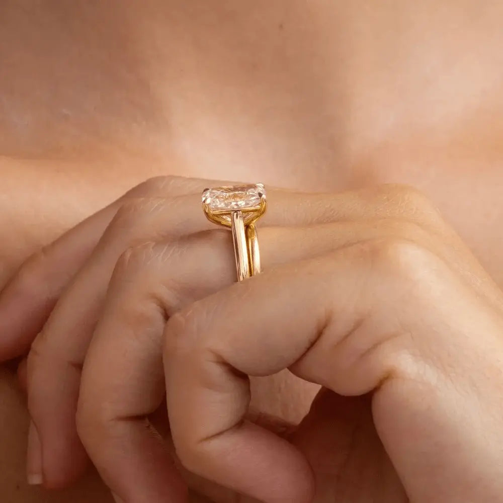 3.80 Carat Cushion Lab Grown Diamond Ring E VVS2 14K or 18K - Future Jewelry