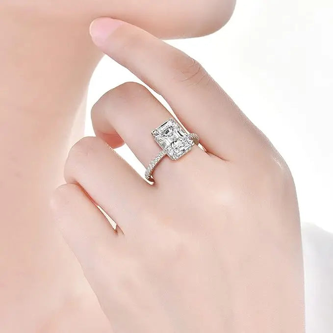4 Carat Emerald Cut Lab Grown Diamond Engagement Ring in 14K White Gold, IGI Certified - Future Jewelry