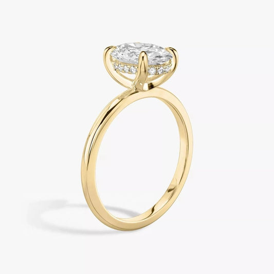 4 Carat Oval Cut Lab - Created Diamond Hidden Halo Engagement Ring in 14k Yellow Gold - Future Jewelry