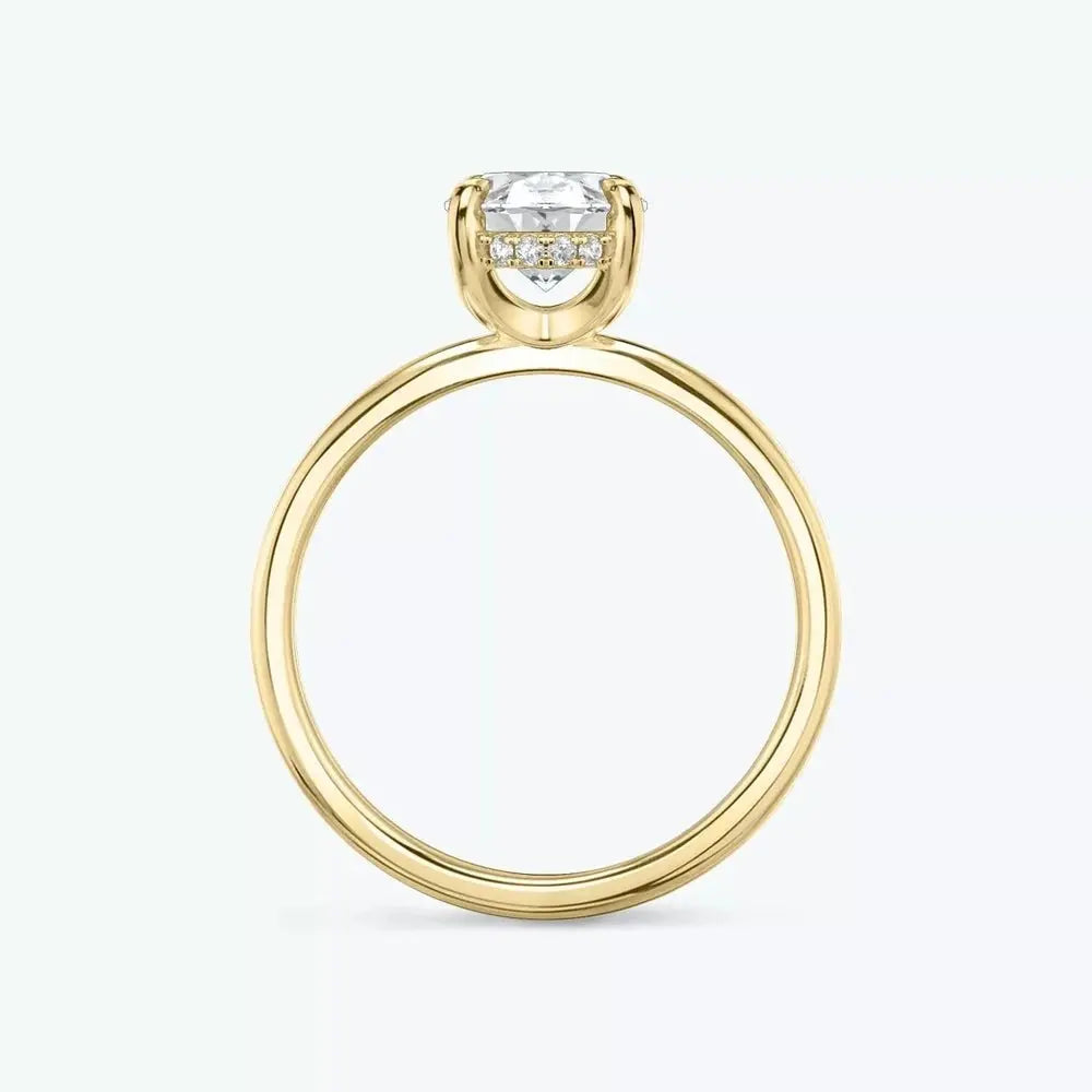 4 Carat Oval Cut Lab Grown Diamond Hidden Halo Engagement Ring in 14K Yellow Gold - Future Jewelry