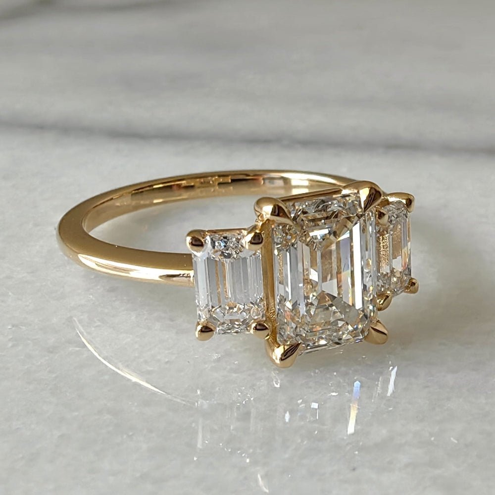 4.20 Carat Emerald - Cut Lab - Grown Diamond Engagement Ring with Side Stones - Future Jewelry