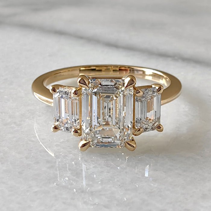 4.20 Carat Emerald - Cut Lab - Grown Diamond Engagement Ring with Side Stones - Future Jewelry