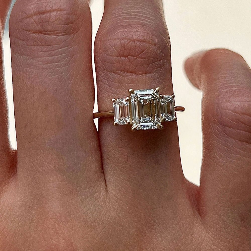 4.20 Carat Emerald - Cut Lab - Grown Diamond Engagement Ring with Side Stones - Future Jewelry