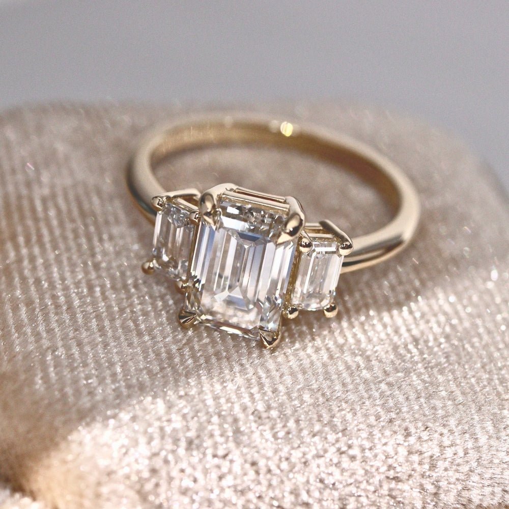 4.20 Carat Emerald - Cut Lab - Grown Diamond Engagement Ring with Side Stones - Future Jewelry