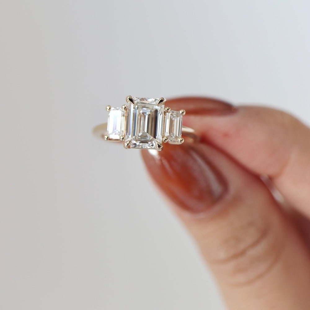 4.20 Carat Emerald - Cut Lab - Grown Diamond Engagement Ring with Side Stones - Future Jewelry