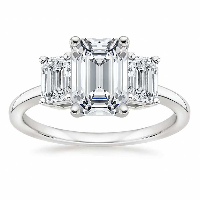 4.20 Carat Emerald - Cut Lab - Grown Diamond Engagement Ring with Side Stones - Future Jewelry