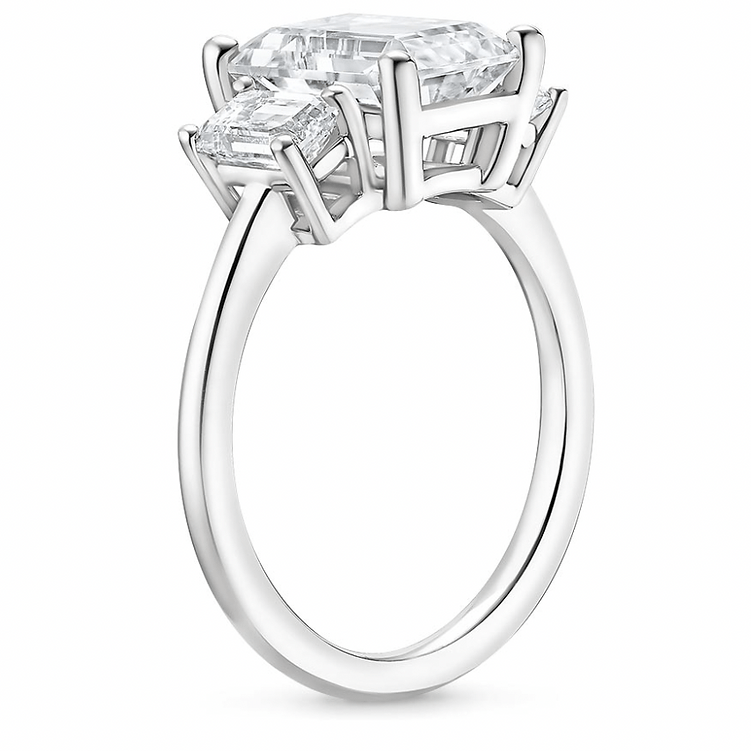 4.20 Carat Emerald - Cut Lab - Grown Diamond Engagement Ring with Side Stones - Future Jewelry