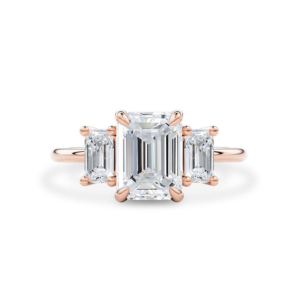 4.20 Carat Emerald - Cut Lab - Grown Diamond Engagement Ring with Side Stones - Future Jewelry