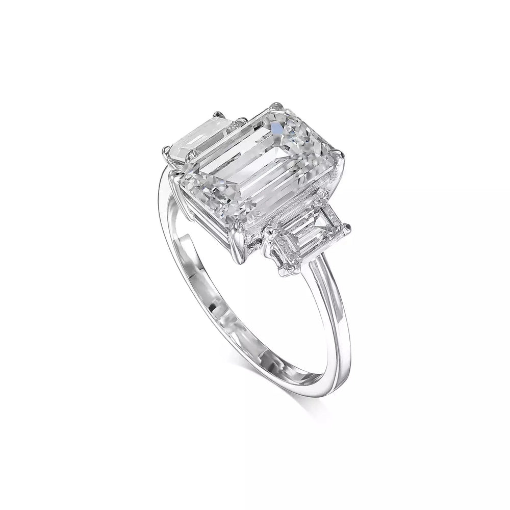 4.20 Carat Emerald - Cut Lab - Grown Diamond Engagement Ring with Side Stones - Future Jewelry