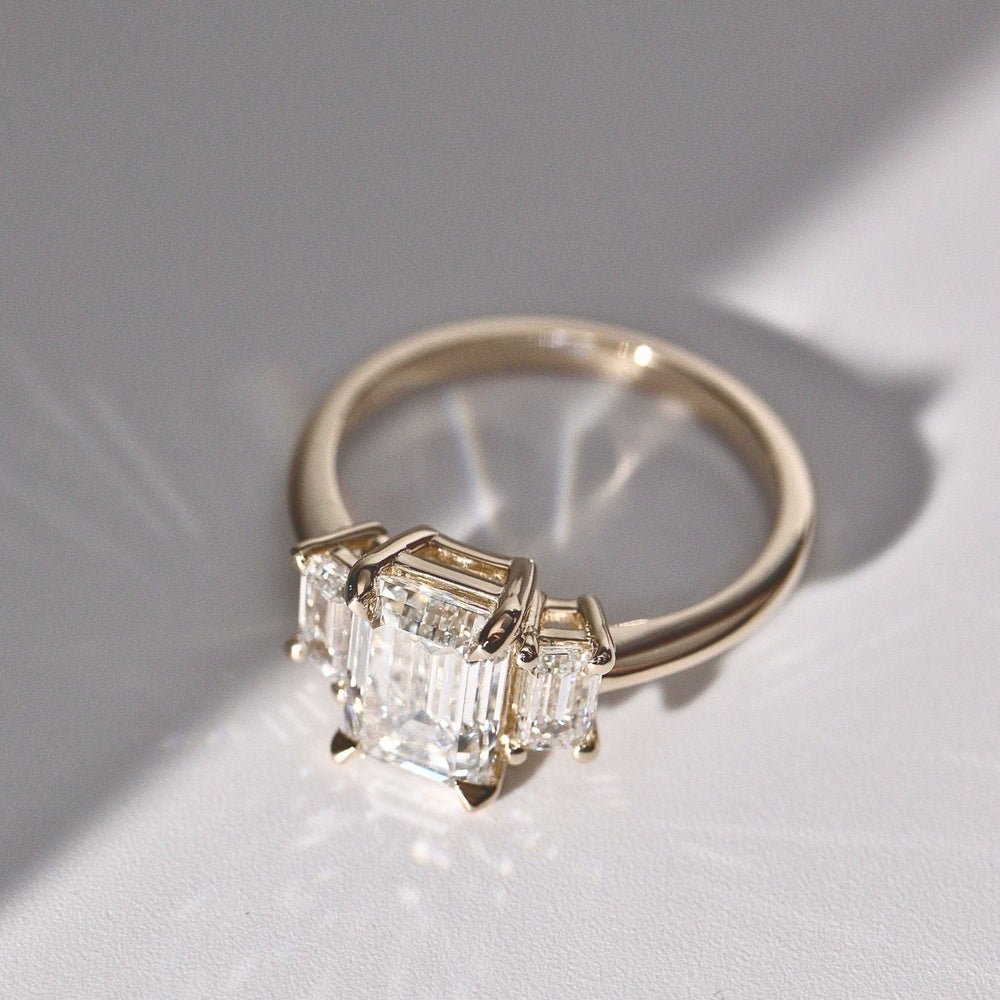 4.20 Carat Emerald - Cut Lab - Grown Diamond Engagement Ring with Side Stones - Future Jewelry
