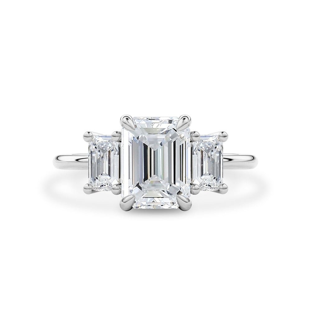 4.20 Carat Emerald - Cut Lab - Grown Diamond Engagement Ring with Side Stones - Future Jewelry