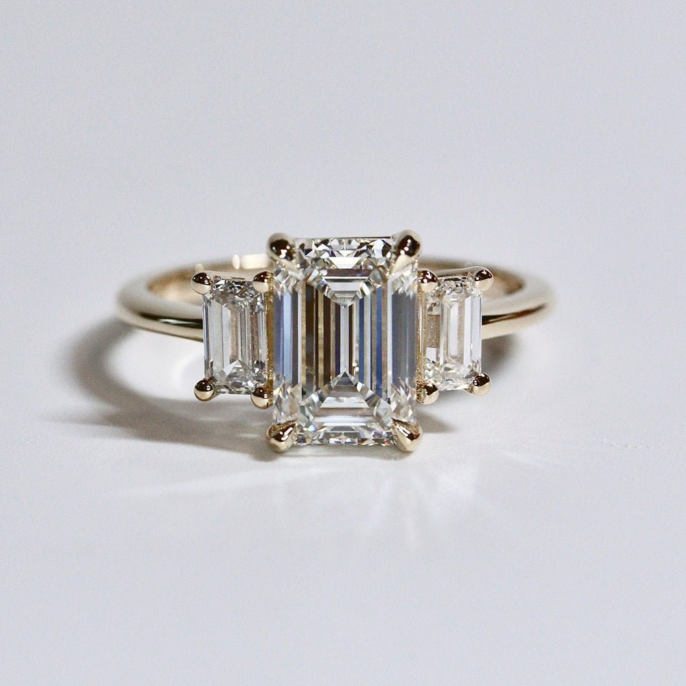 4.20 Carat Emerald - Cut Lab - Grown Diamond Engagement Ring with Side Stones - Future Jewelry