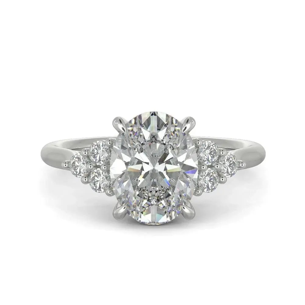 4.60 Carat Oval Lab Grown Diamond Ring VS1 F in 14K White Gold - Future Jewelry