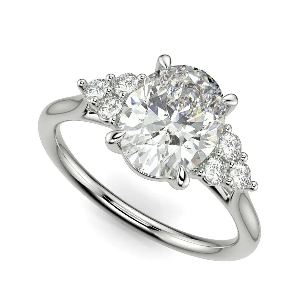 4.60 Carat Oval Lab Grown Diamond Ring VS1 F in 14K White Gold - Future Jewelry