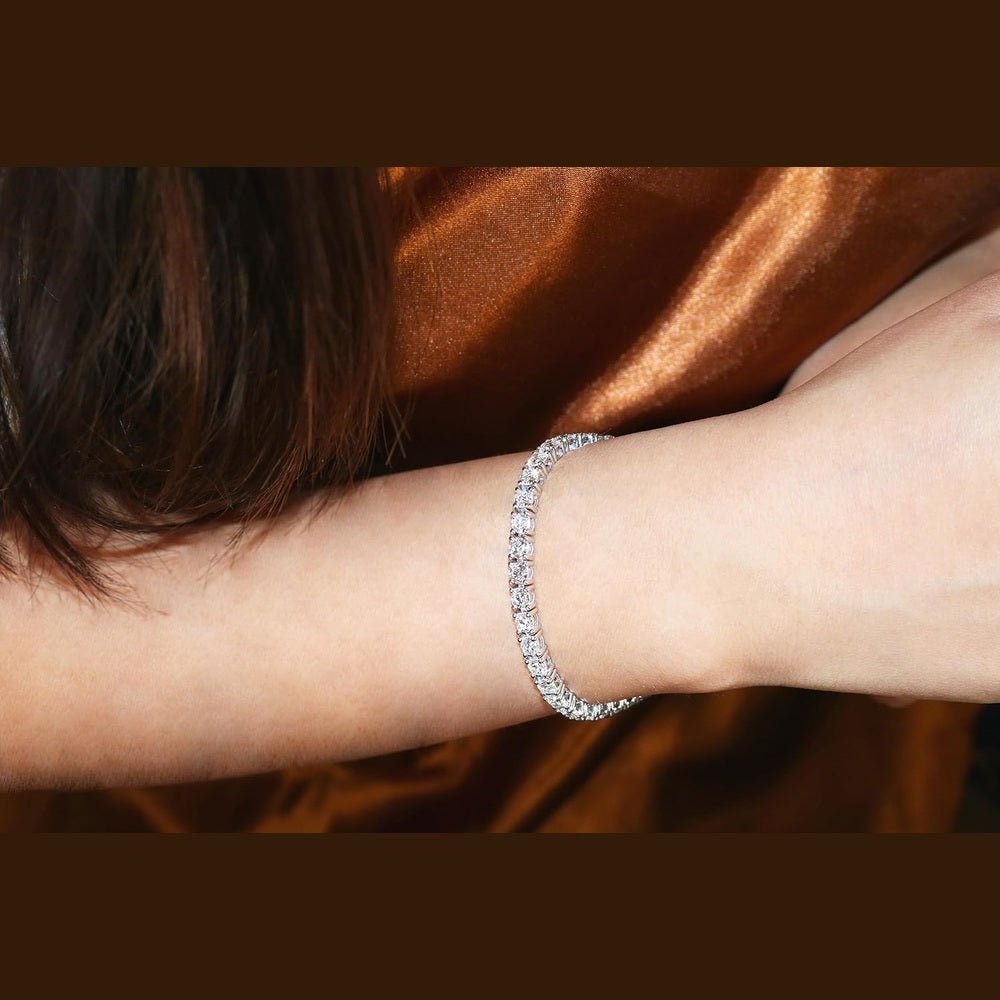 5 Carat - 10 Carat Lab Grown Diamond Tennis Bracelet | 14K White Gold Round - shape Four prong Diamond Tennis Bracelet - Future Jewelry