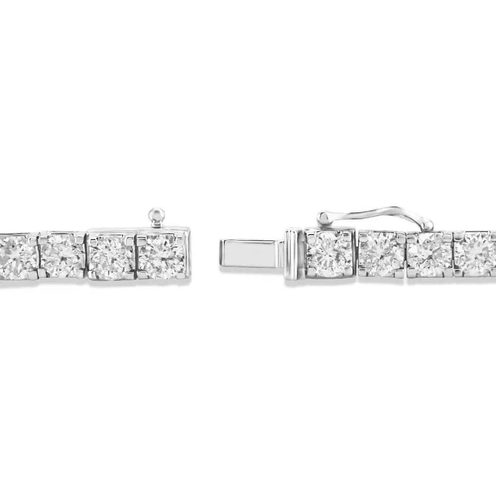 Round lab grown diamond tennis bracelet, four-prong setting, 14K white gold