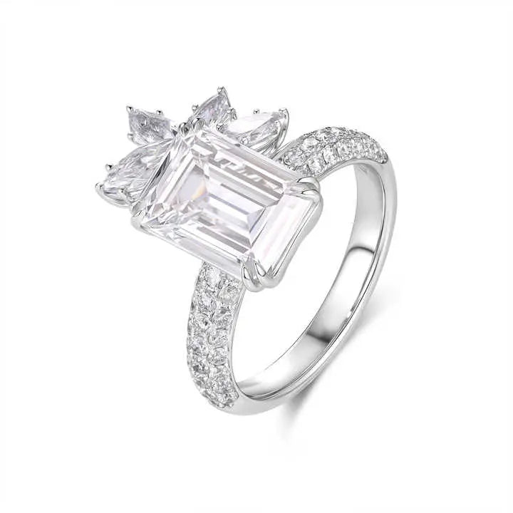 5 Carat Emerald Lab Grown Diamond Ring in 18K Gold - Future Jewelry