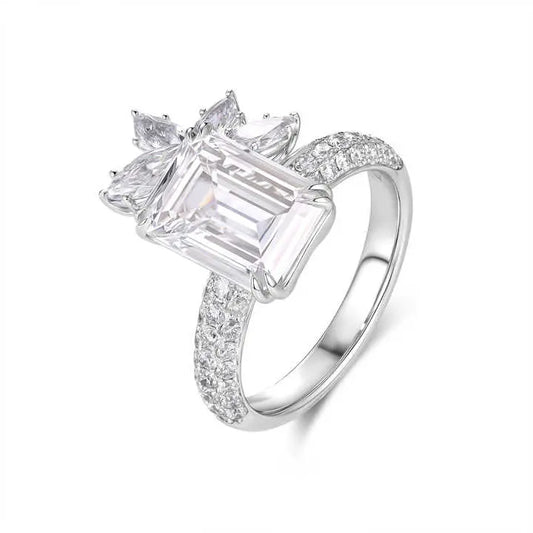 5 Carat Emerald Lab Grown Diamond Ring in 18K Gold - Future Jewelry