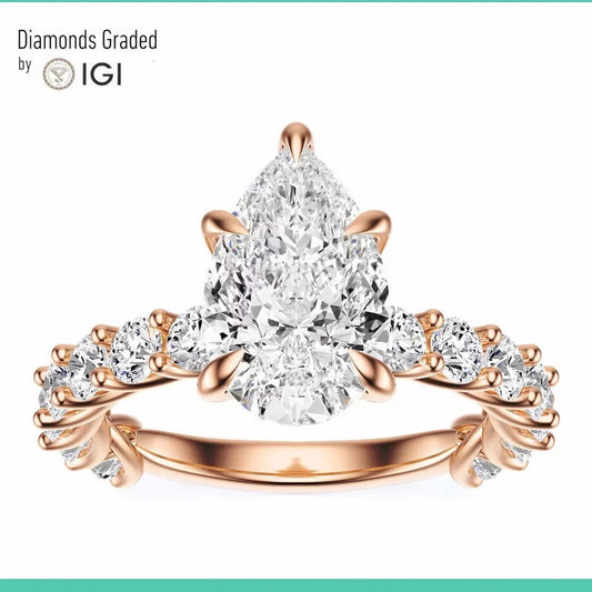 5.15 CT Pear Cut Diamond Engagement Ring in Rose Gold - Future Jewelry