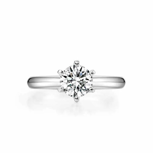 6 Claw Round Lab Grown Diamond Ring in White Gold - Future Jewelry