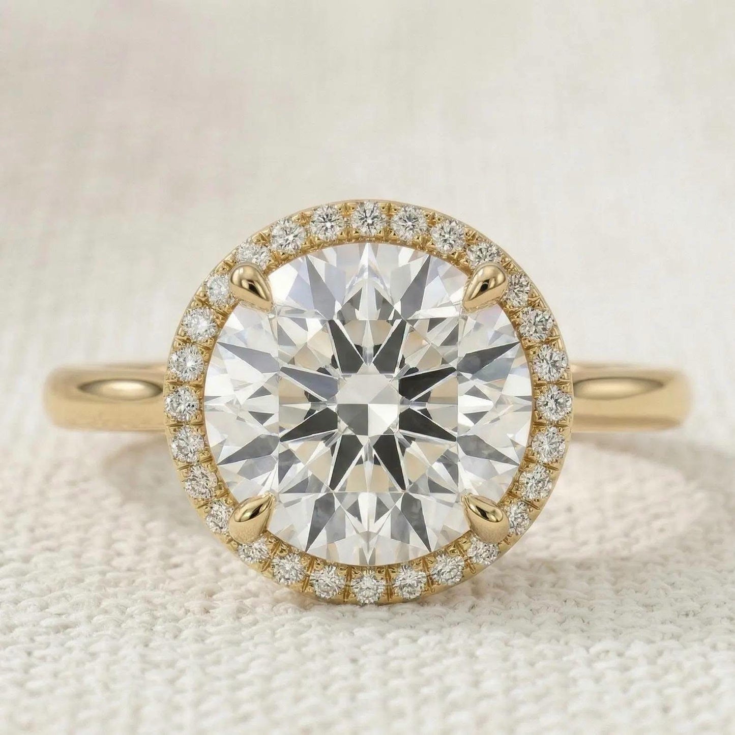 The Halo Crown Halo™ | 4 Carat Pink Lab Grown Diamond Halo Engagement Ring in 14K Yellow Gold | IGI Certified | Future Jewelry Certified | Limited Edition 1 of 34