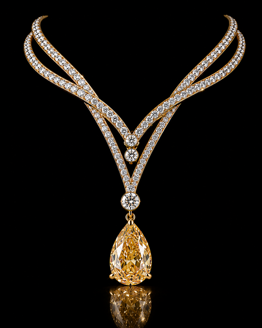 The Seraphina Eclipse LG Diamond Necklace. Pearl Yellow LG Diamond Pendant Necklace in 20K Gold. 1 of 18 Ever Made