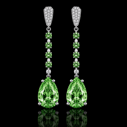 4.30 CTW Pear Lab Grown Diamond Drop Earrings | Fancy Pink & Green | 14K Gold | IGI Certified | VS1 F