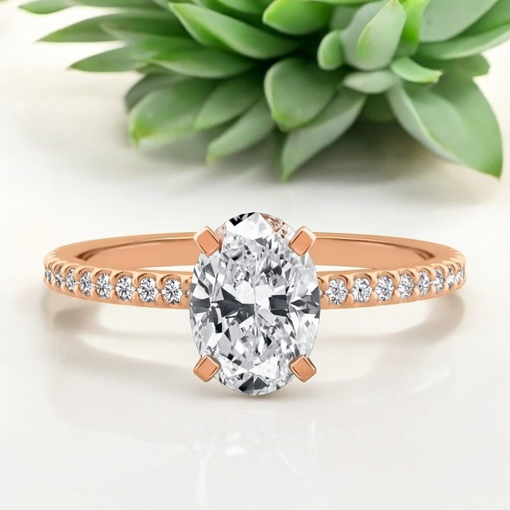 1.25 Carat Oval Lab Grown Diamond Ring IGI 18K Yellow Gold Future Jewelry