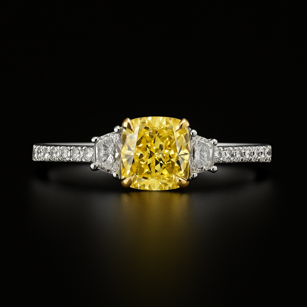 1.70 Carat Fancy Vivid Yellow Lab Diamond in 14K White Gold Future Jewelry