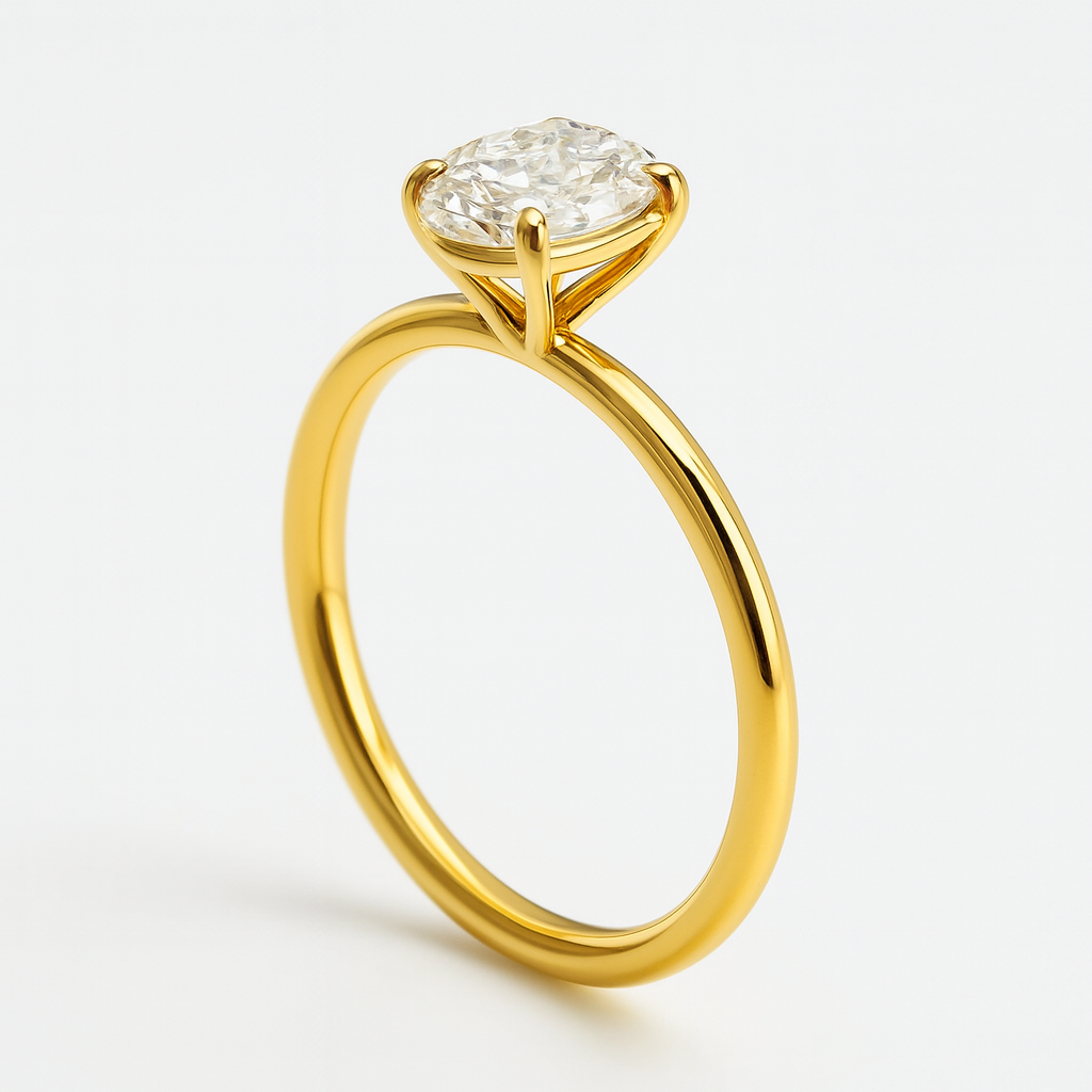 1.00 Carat Oval Lab Grown Diamond Ring IGI 14K White Gold