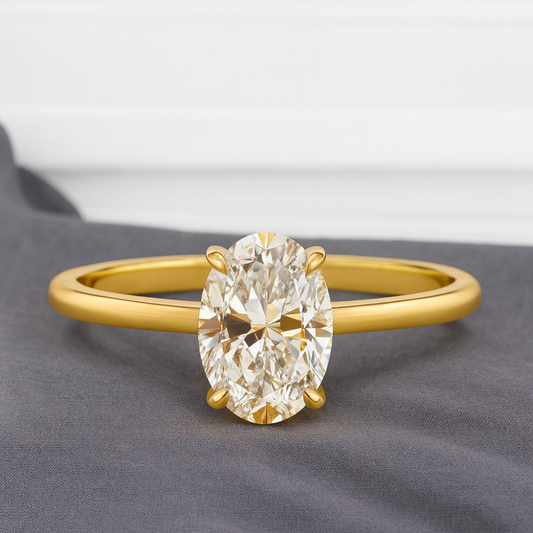 1.00 Carat Oval Lab Grown Diamond Ring IGI 14K White Gold