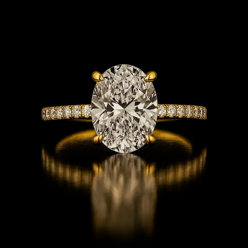 3 Carat Oval Lab Diamond Ring in 14K Yellow Gold with Hidden Halo Future Jewelry