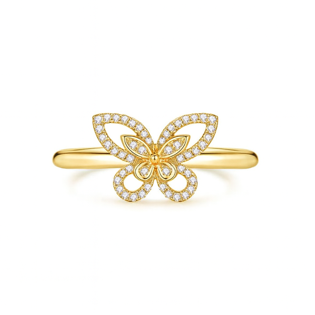 18K White Gold Lab Grown Diamond Butterfly Engagement Ring