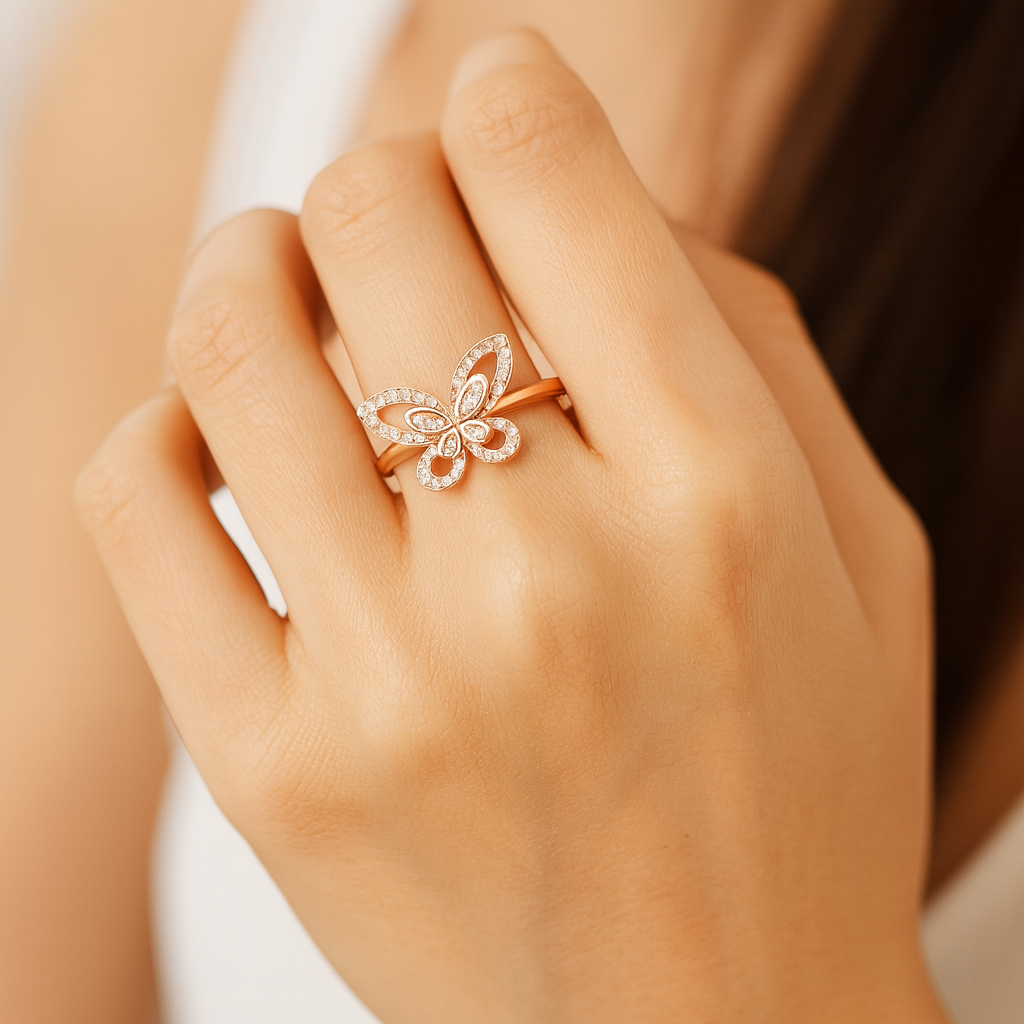 18K White Gold Lab Grown Diamond Butterfly Engagement Ring