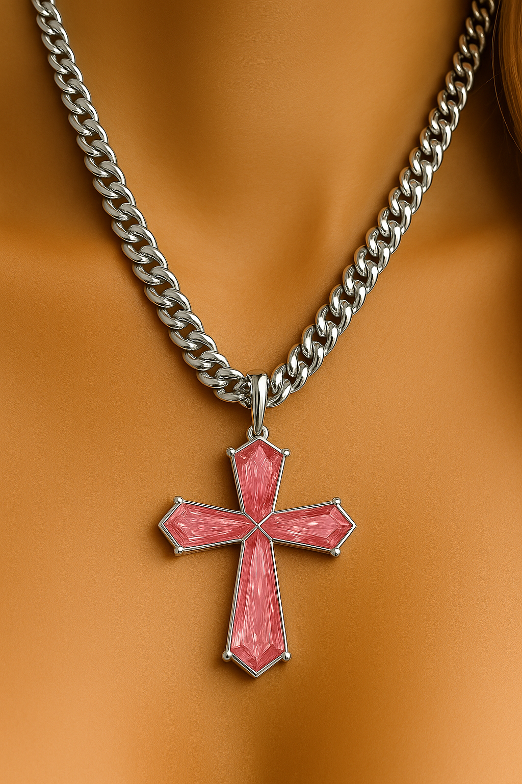 Diamond Cross Necklace or Earrings in White, Yellow, or Pink Gold